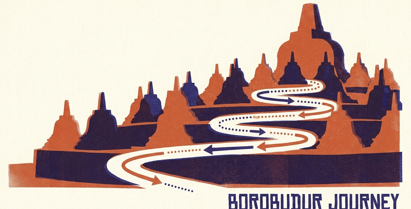 Borobudur temple risograph poster 202606070747