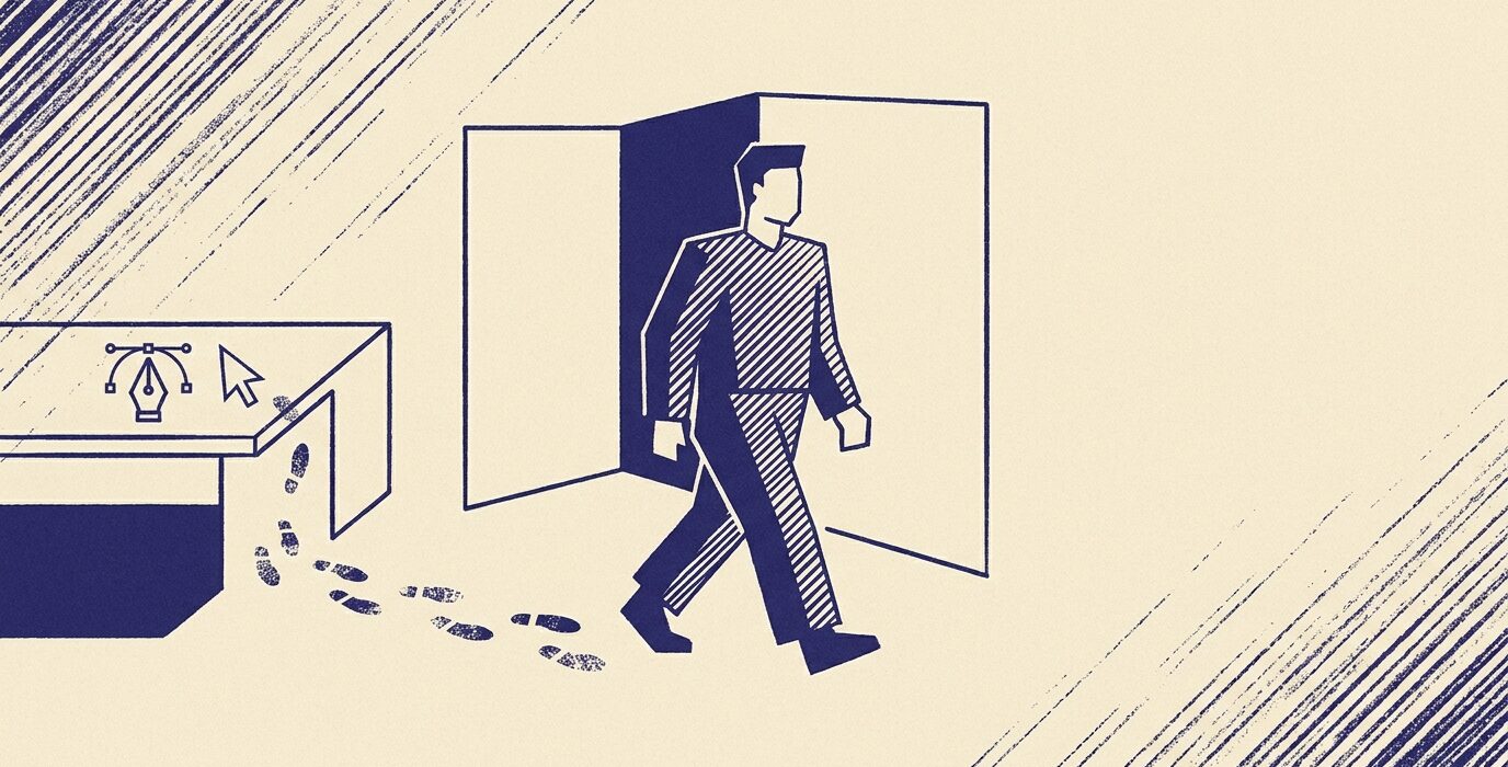 Graphic designer walking away desk 202606070158 1
