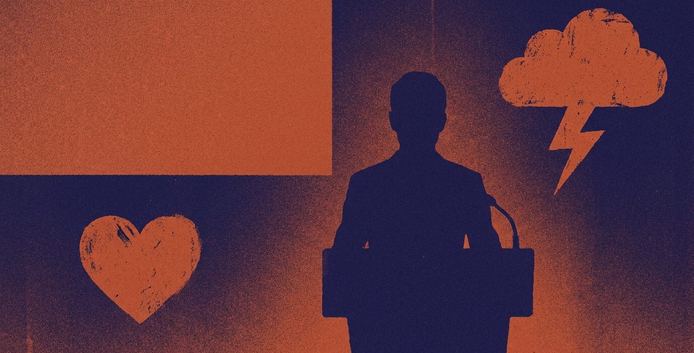 Lecturer silhouette behind podium 202606070150