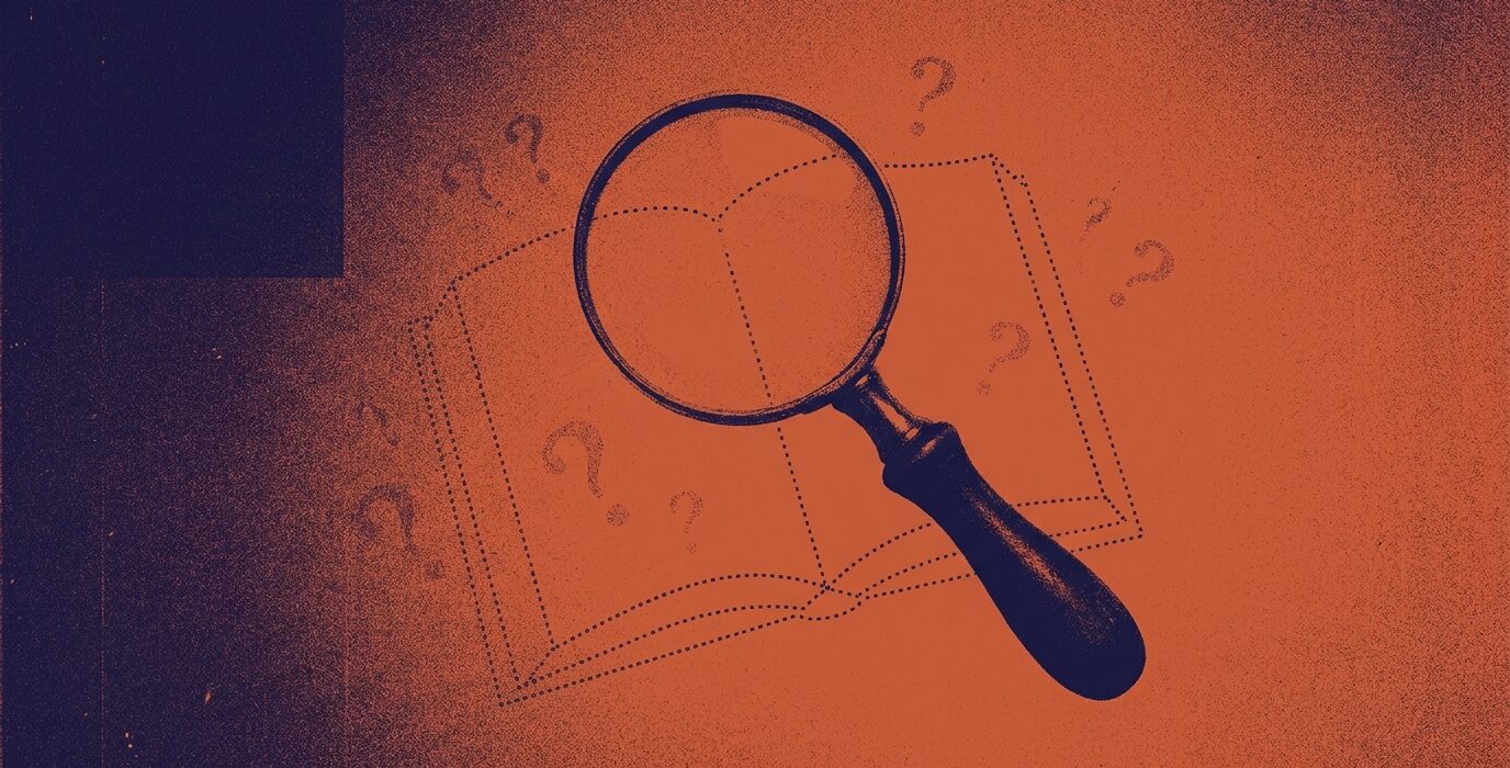 Magnifying glass over book outline 202606070144