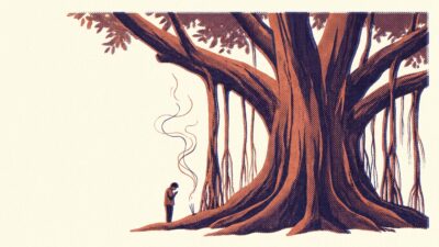 Banyan tree and human figure 202606070056