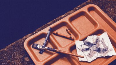 Empty lunch tray with art 202606102215