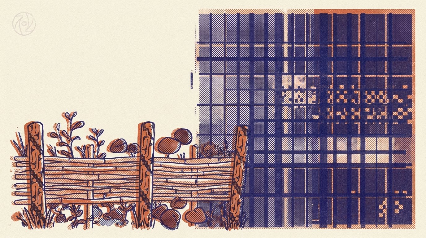 Kanvas digital dan elemen estetika AI dalam seni modern.